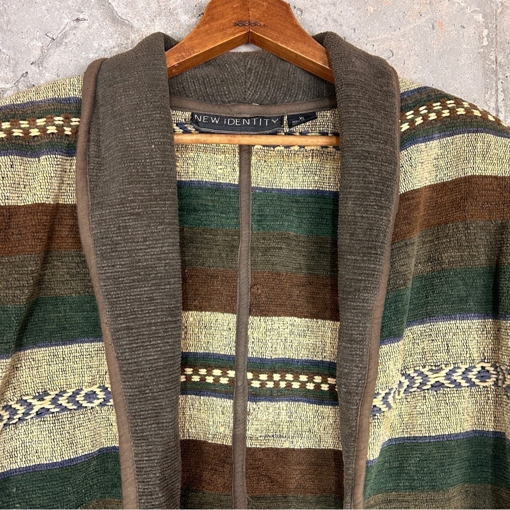 Vintage new identity 90s southwestern green brown cropped open jacket xl - Picture 2 of 6